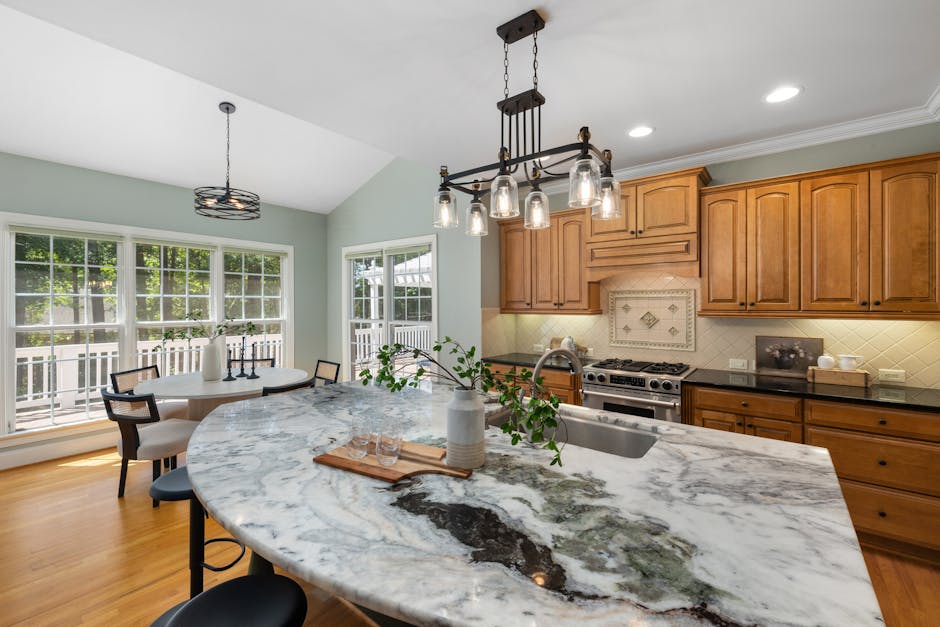Marble kitchen island countertop